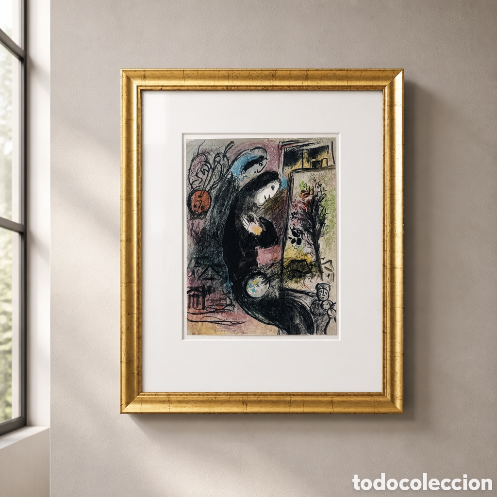 Arte: MARC CHAGALL . LITOGRAFIA . MEDIDAS OBRA 32&times;24 cm . CON MARCO 55&times;45 cm