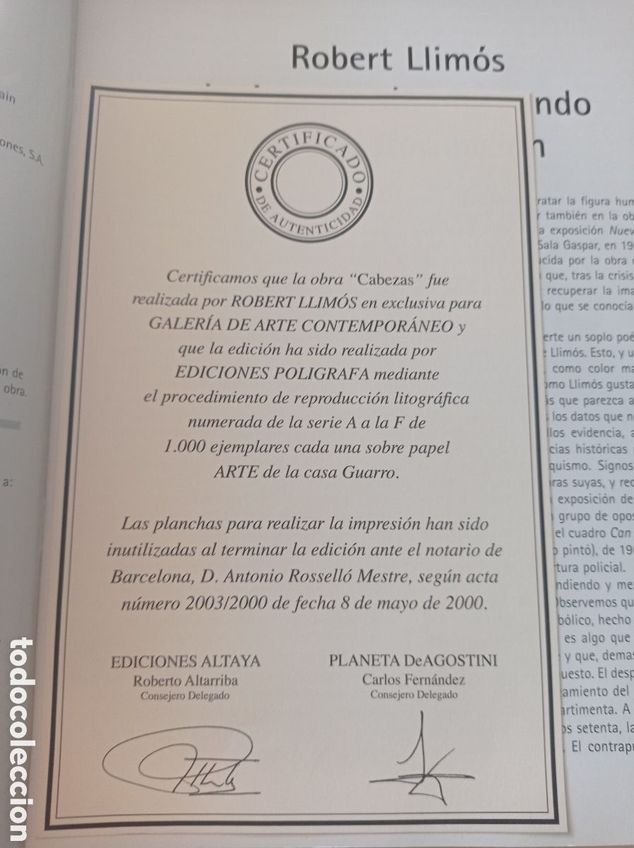 Arte: Litogrfia de Robert Llim&oacute;s certificada - Foto 4