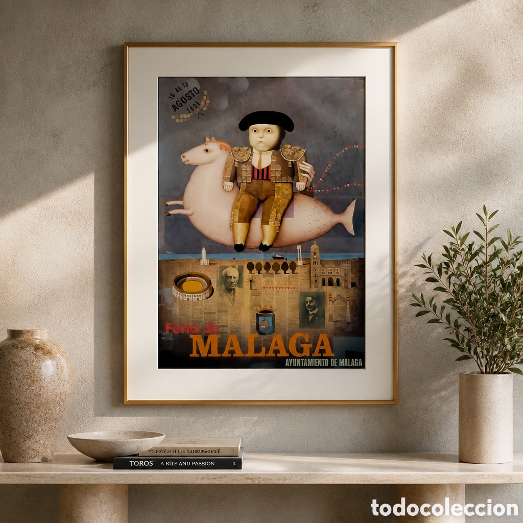Arte: JUAN FERNANDEZ BEJAR. MALAGA 1946.FERIA DE MALAGA .A&Ntilde;O 1991. OBRA 68x48 MARCO 81x61.