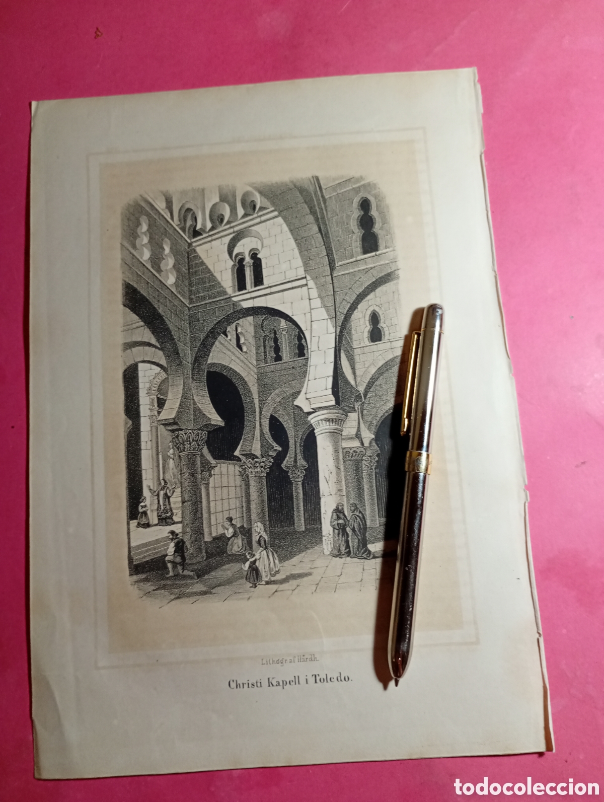 Arte: TOLEDO VINTAGE JUEGO 2 LITOGRAF&Iacute;&Aacute;S CAPILLA DE CRISTO Y EN LA CATED5AL
