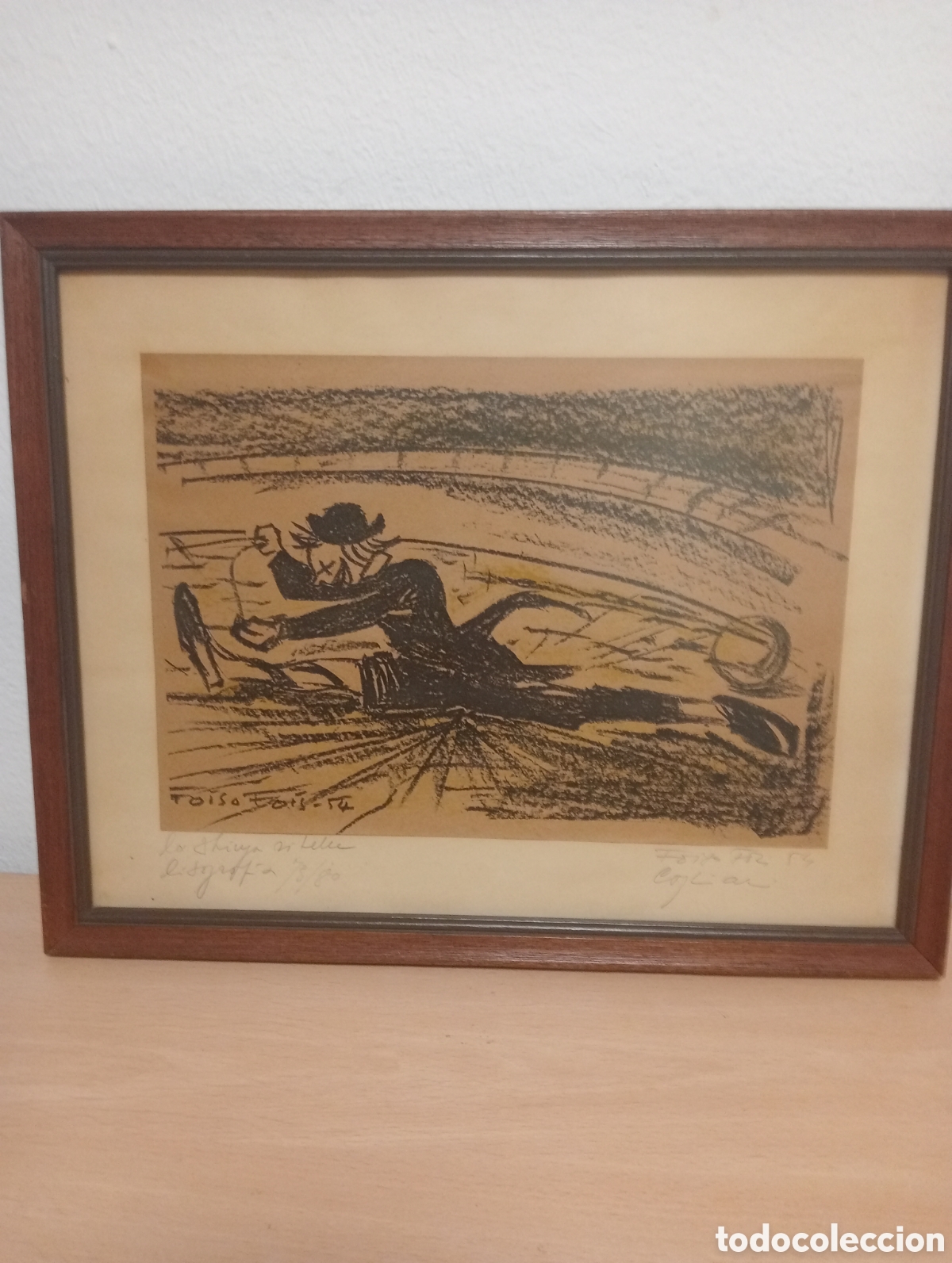 Arte: Litograf&iacute;a original firmada a mano foiso fois 1954 46x37 marco