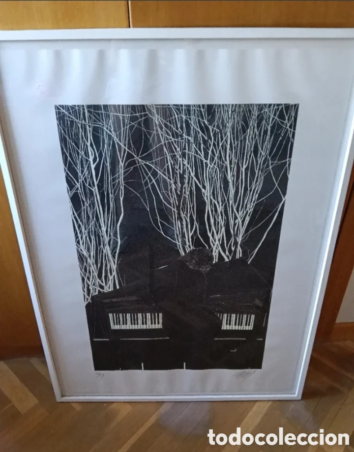 Arte: Litograf&iacute;a mujer piano - Foto 2