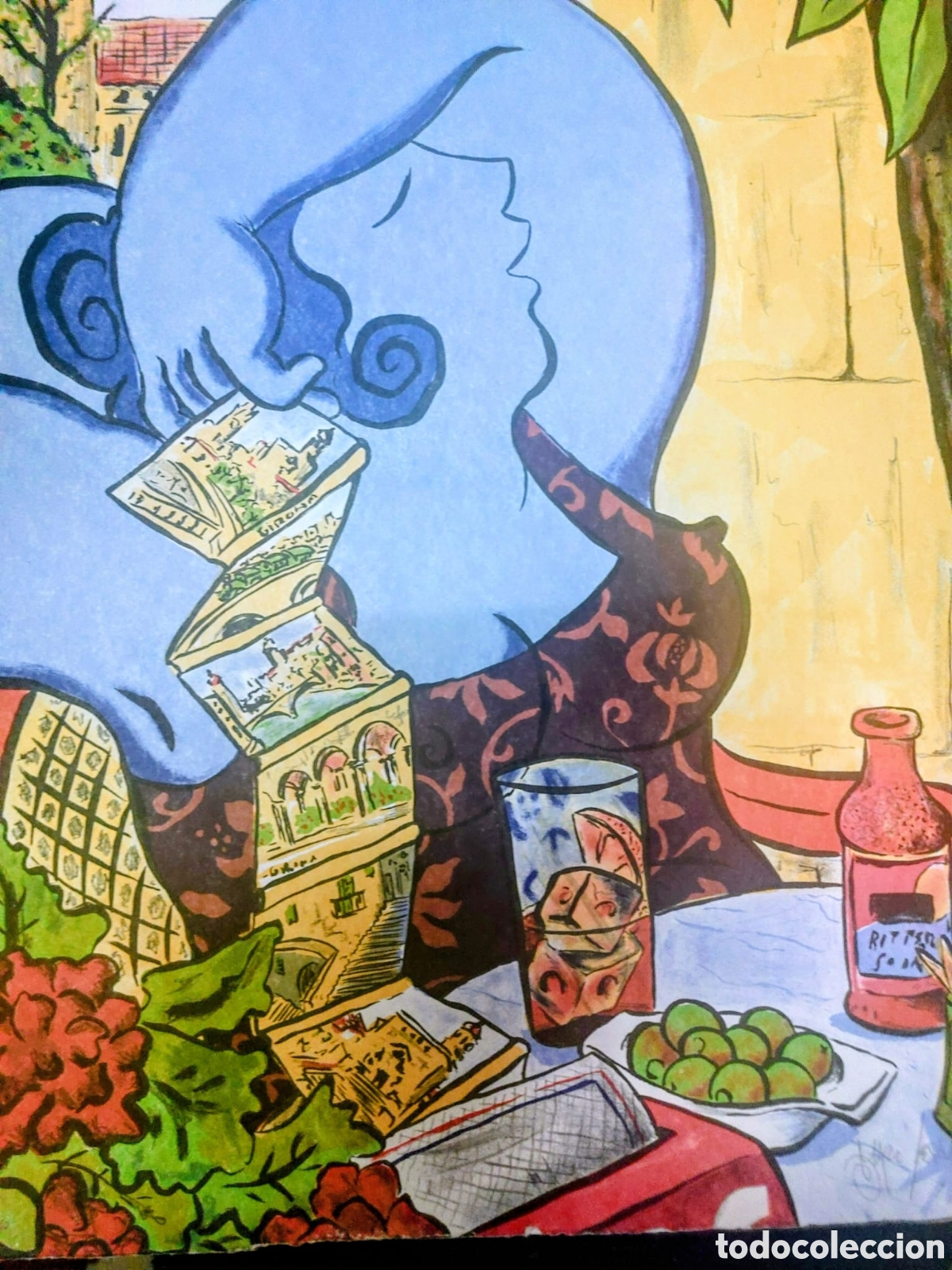 Kunst: MARC JESUS LITOGRAFIA ORIGINAL FIRMADA N.111 LIMITADA A159 .75X51 MODELO Y BODEGON Y CATEDRAL.GIRON