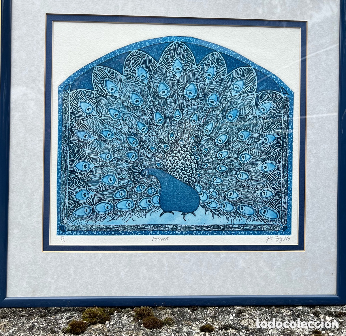 Arte: J. M. Tyszko - Grabado original &rdquo;Peacock&rdquo; (Pavo real). Edici&oacute;n limitada 19/50. Firmado a l&aacute;piz.