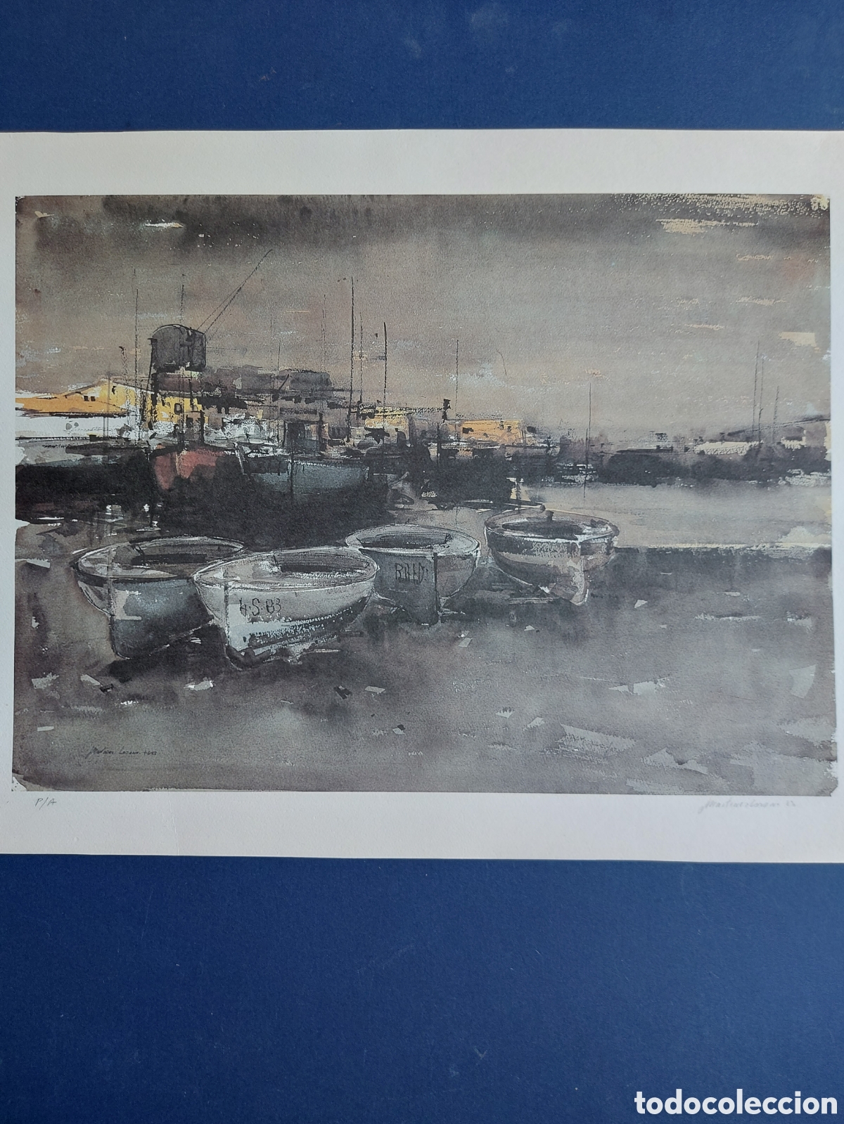 Kunst: MARTINEZ LOZANO &rdquo;LAS BARCAS DE PESCADORES&rdquo; LITOGRAFIA 1983