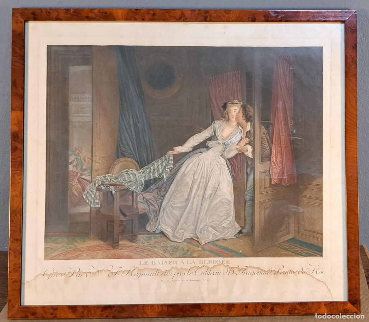 Arte: Le Baiser &agrave; la D&eacute;rob&eacute;e &ndash; Litograf&iacute;a francesa del siglo XIX