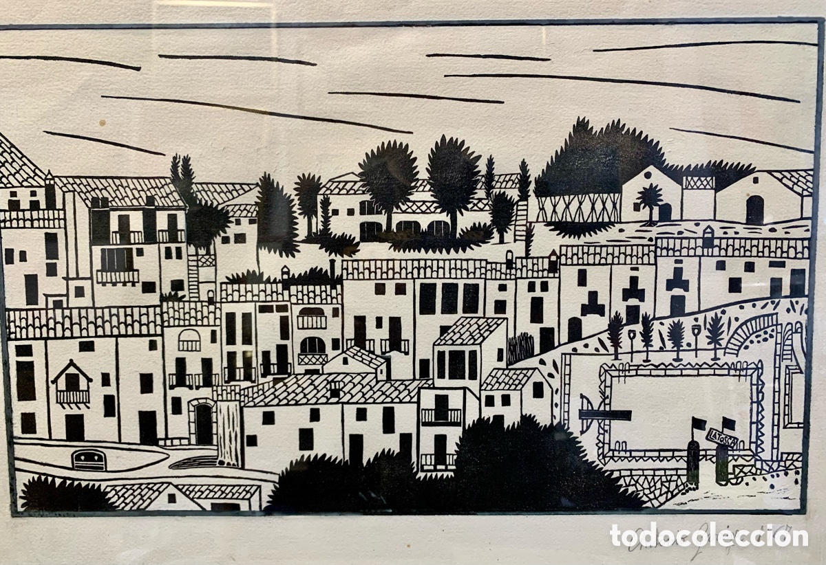 Arte: Antonio Garriga 1967, litograf&iacute;a 42x26 obra y 50,5x39,5 con marco