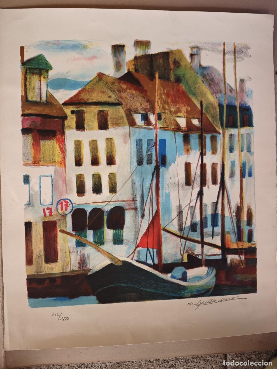 Arte: Litograf&iacute;a Original Ram&oacute;n Aguilar Mor&eacute; - &rdquo;Puerto de Colliure&rdquo; (Firmada y Numerada)