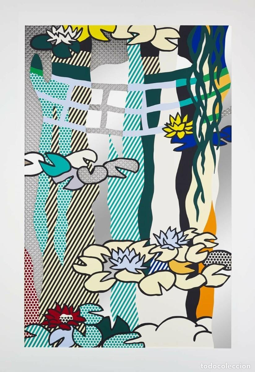 Arte: ROY LICHTENSTEIN - Nen&uacute;fares con puente japon&eacute;s. 89 x 59 cm