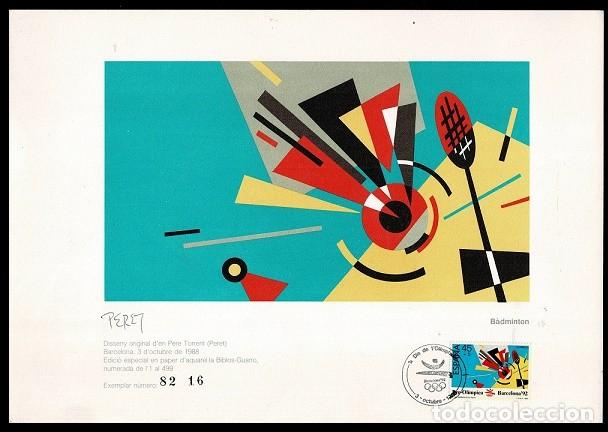 Arte: BADMINTON. Edici&oacute; Especial de l'artista Peret (Pere Torrent) en paper d'aquarel&middot;la fa refer&egrave;ncia a u