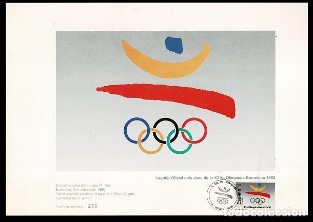 Arte: AR2-LOGOTIP OFICIAL OLIMPIADA BARCELONA 92 Edici&oacute; Especial de l'artista Josep M. Trias en paper d'aq
