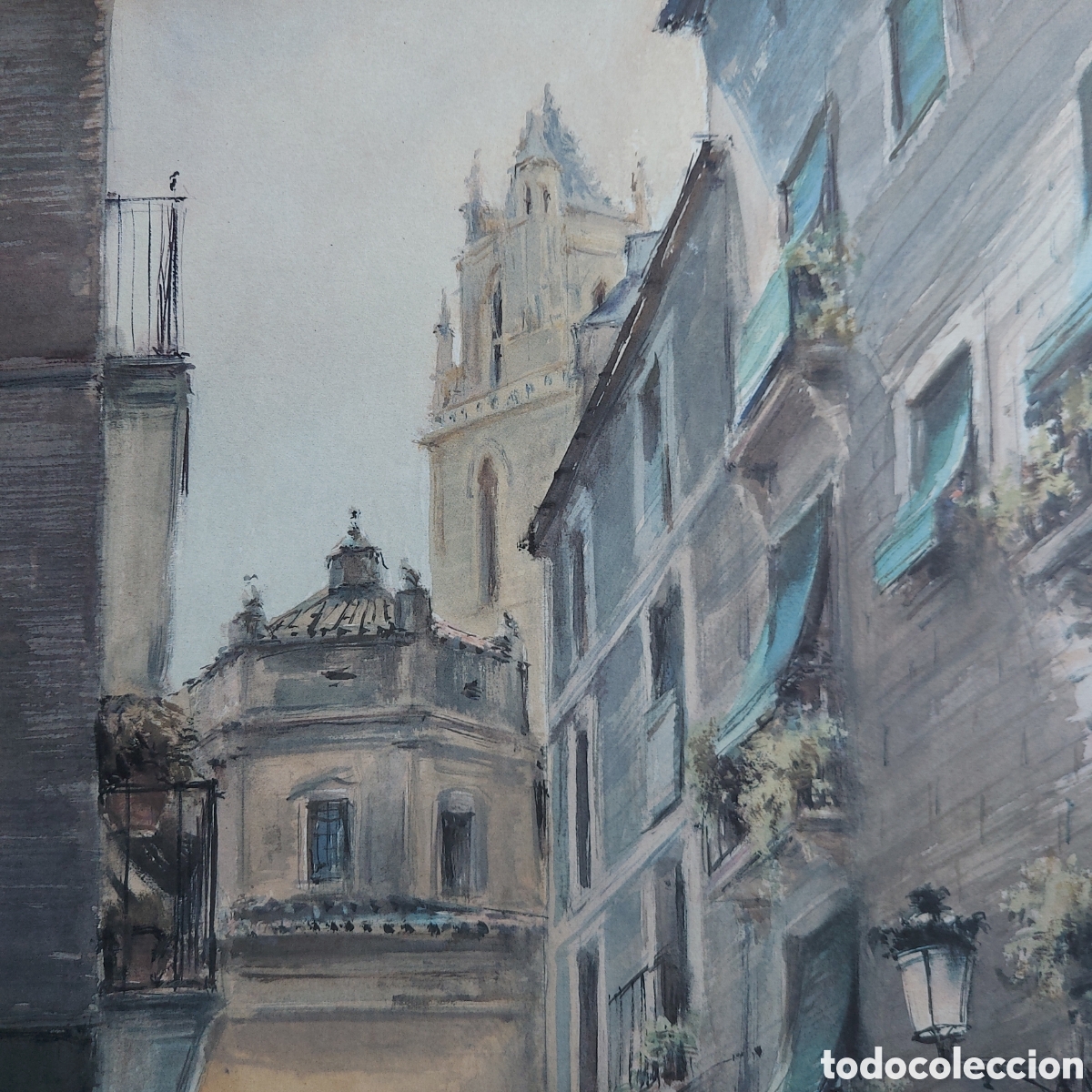 Arte: ESTRADA VILARRASA &rdquo;LOS ALREDEDORES DE LA CATEDRAL&rdquo; LITOGRAFIA 1989