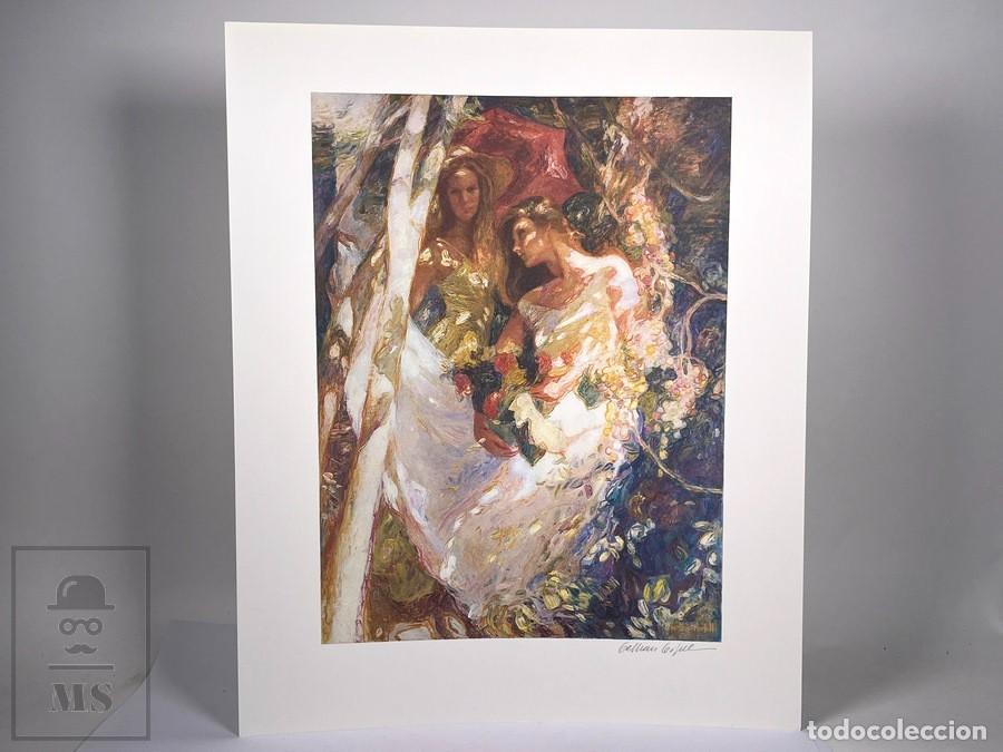 Arte: Litograf&iacute;a - Joan Beltr&aacute;n Bofill / Noiquet - Firmada a L&aacute;piz - Mujeres Posando y Flores