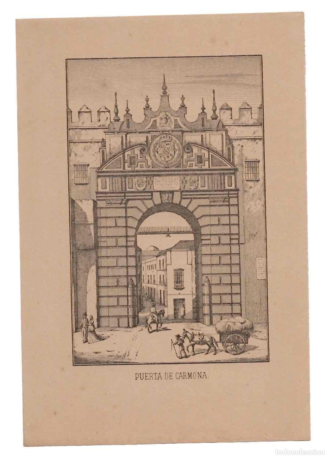 Arte: LITOGRAFIA PUERTA DE CARMONA. SEVILLA. C.1940