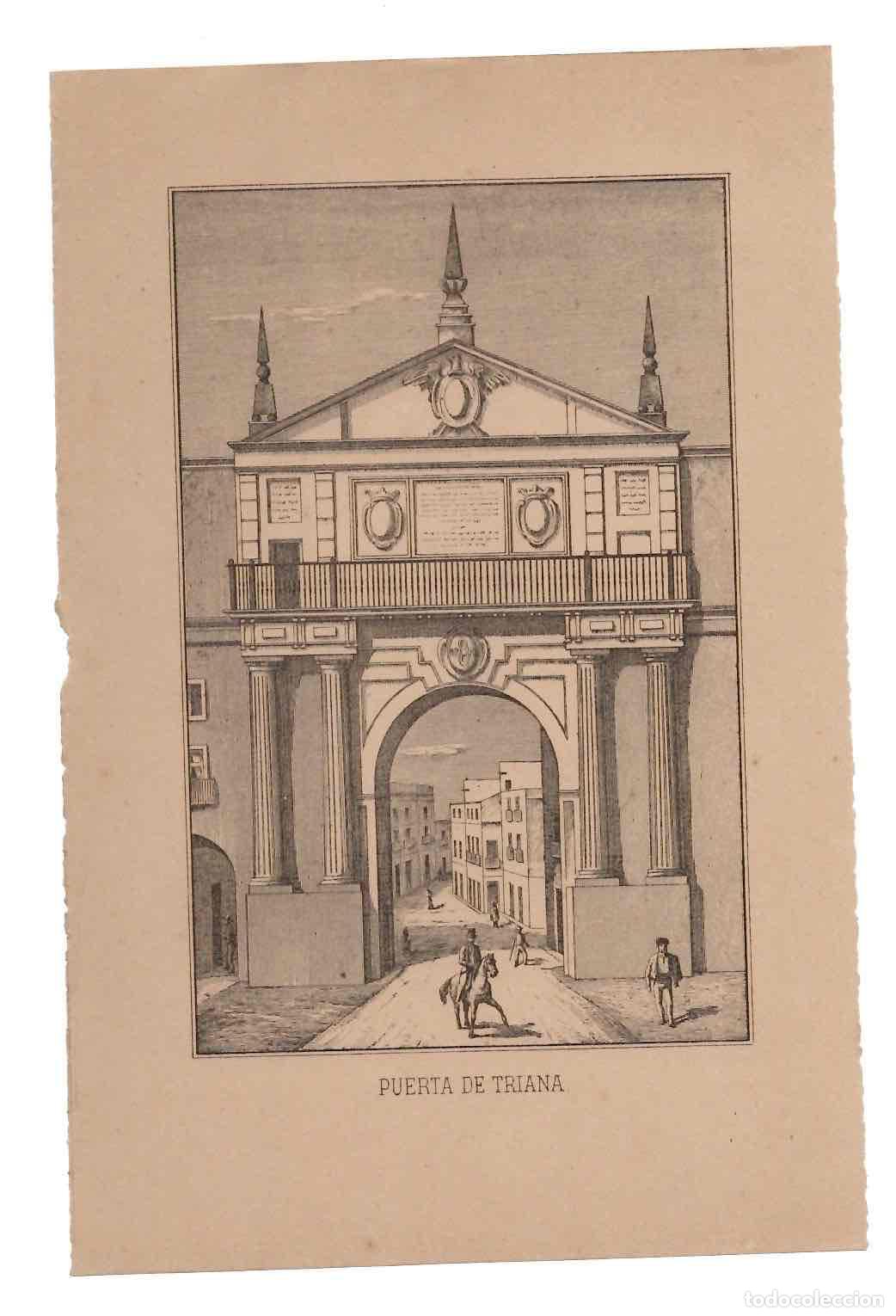 Arte: LITOGRAFIA PUERTA DE TRIANA. SEVILLA. C.1940