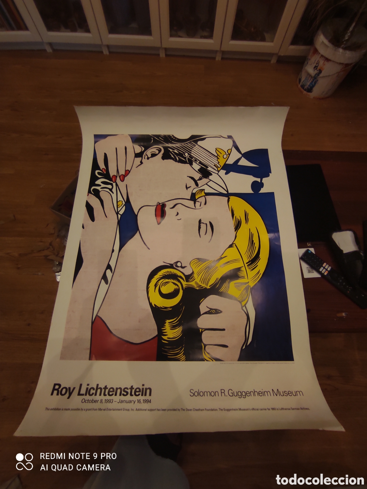 Arte: Cartel Original Expo Roy Lichtenstein &rdquo; El beso&rdquo; 1962- Museo Guggenheim Nueva York 1993/1994
