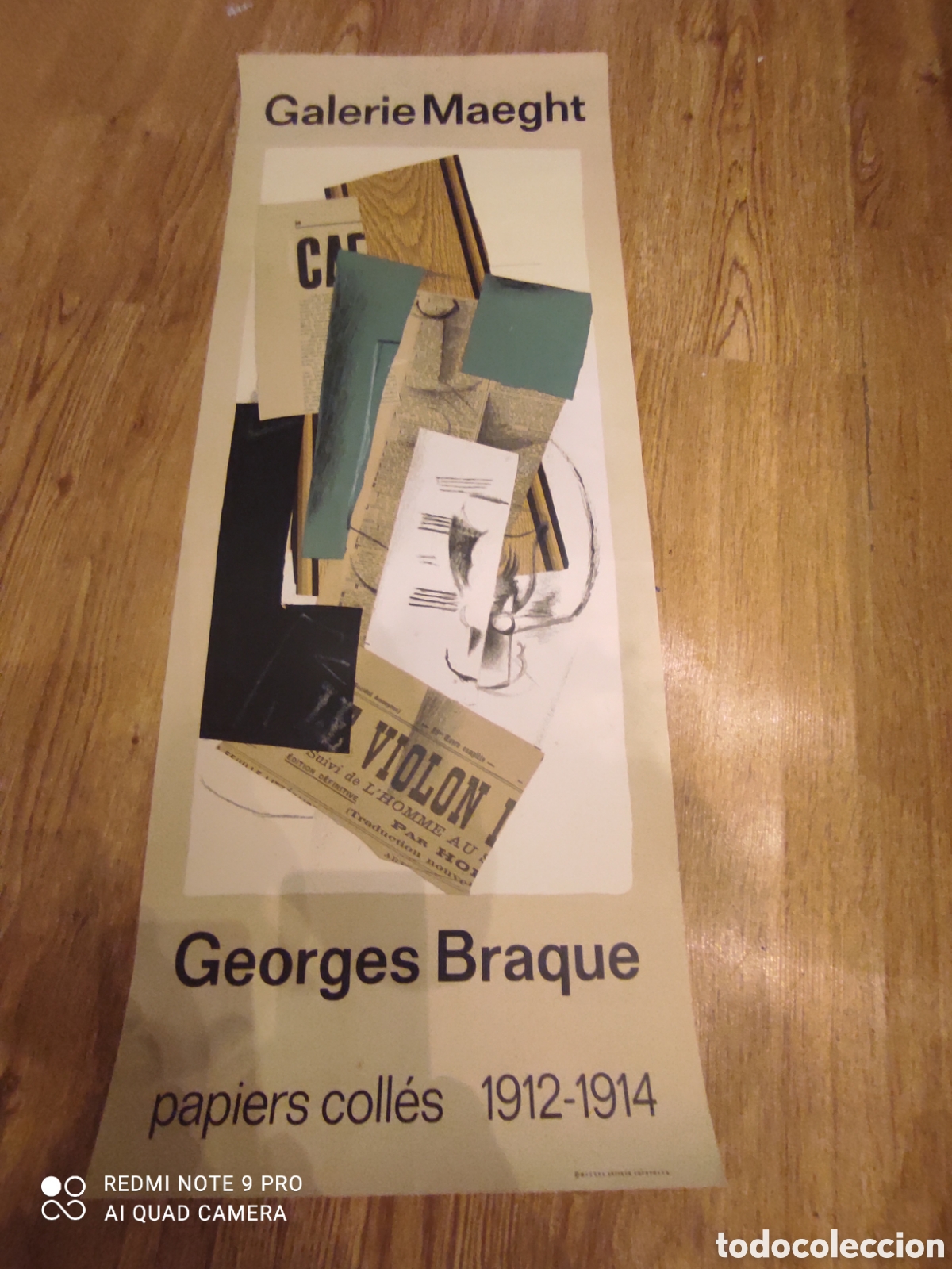 Art: Cartel litogr&aacute;fico Original Georges Braque. Expo &rdquo;Papers Coll&eacute;s1912-1914&rdquo; Galer&iacute;a Maeght, Par&iacute;s 1963