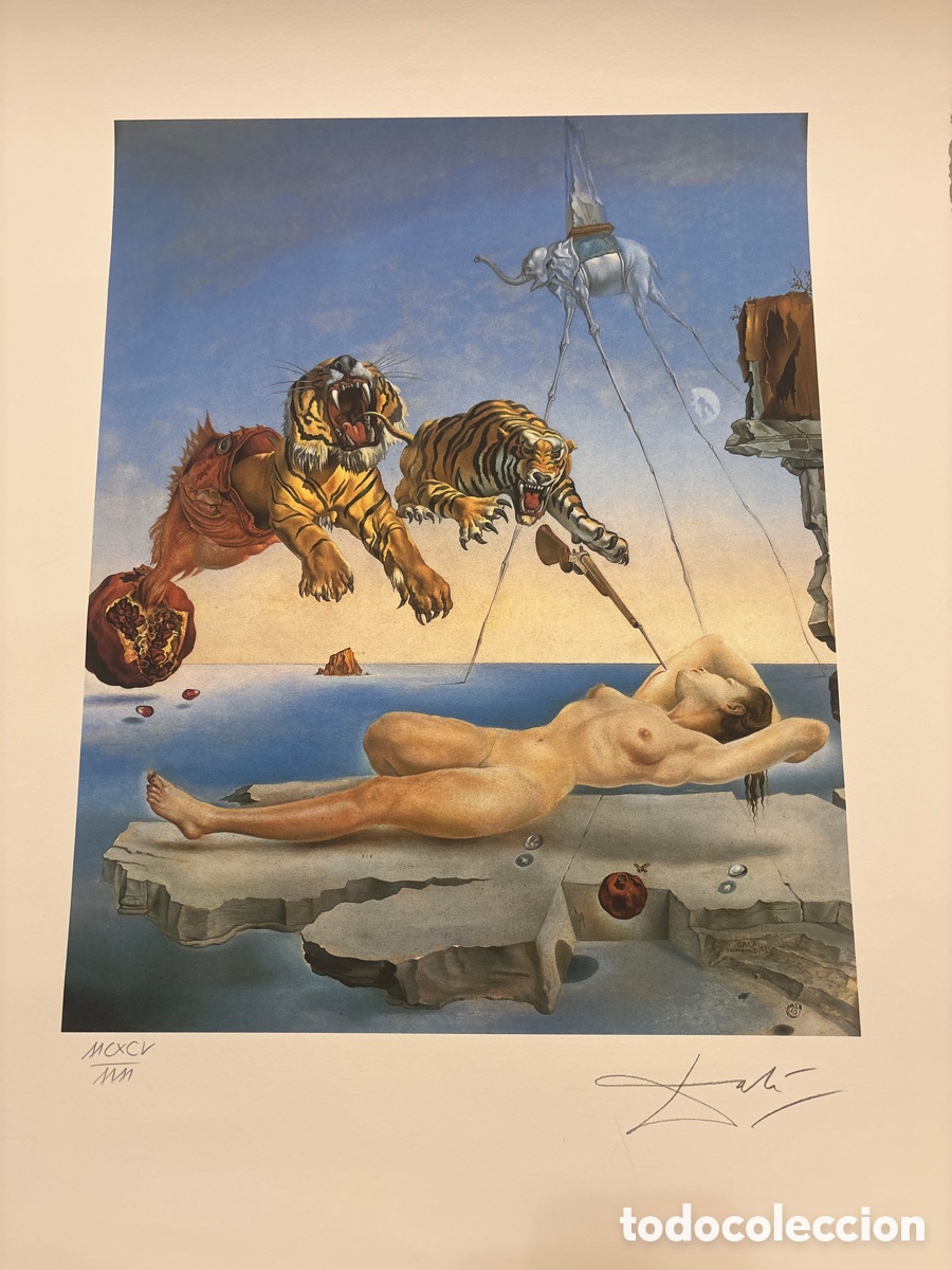 Arte: Litograf&iacute;a Salvador Dal&iacute; 65x50 cm - Sue&ntilde;o provocado por el vuelo de una abeja - Edici&oacute;n Rizzoli
