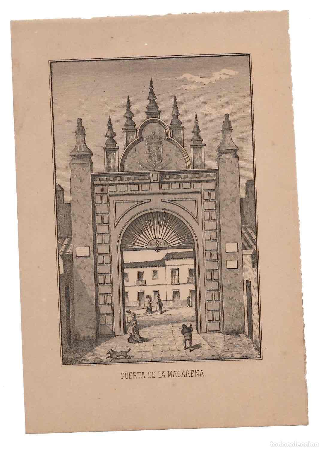 Arte: LITOGRAFIA PUERTA DE LA MACARENA. SEVILA. C.1930