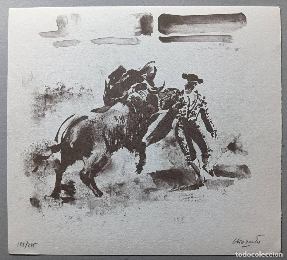 Arte: Julian Grau Santos (Huesca 1937) litograf&iacute;a toros 1979 de 29x31cms firma mano y num /225. En buen es