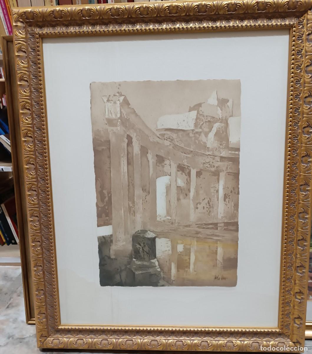 Arte: Litograf&iacute;a de Roma del pintor murciano Pedro Cano 34X49. Marco 68X84. Murcia