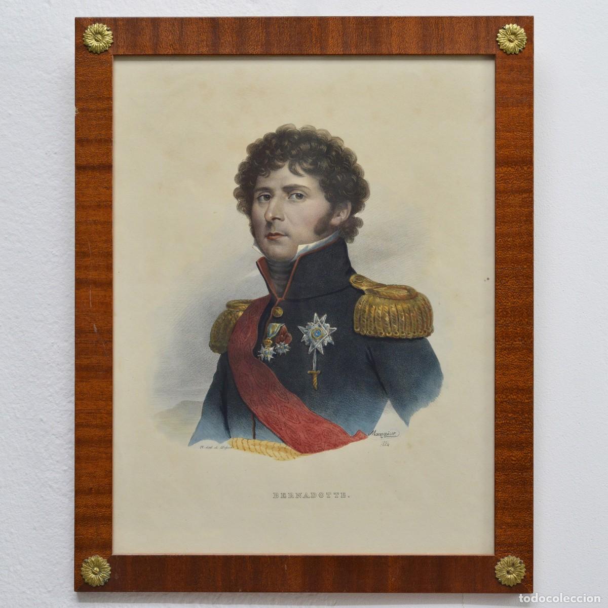 Arte: 19th Century French&nbsp;Empire Marshal Bernadotte Portrait Colored Lithograph&nbsp;Signed
