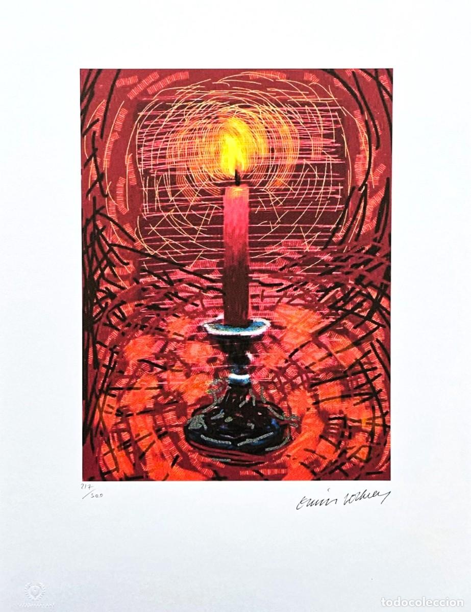 Kunst: DAVID HOCKNEY - LITOGRAFIA Vela encendida 35x50 cm - FIRMADA Y NUMERADA 50/500