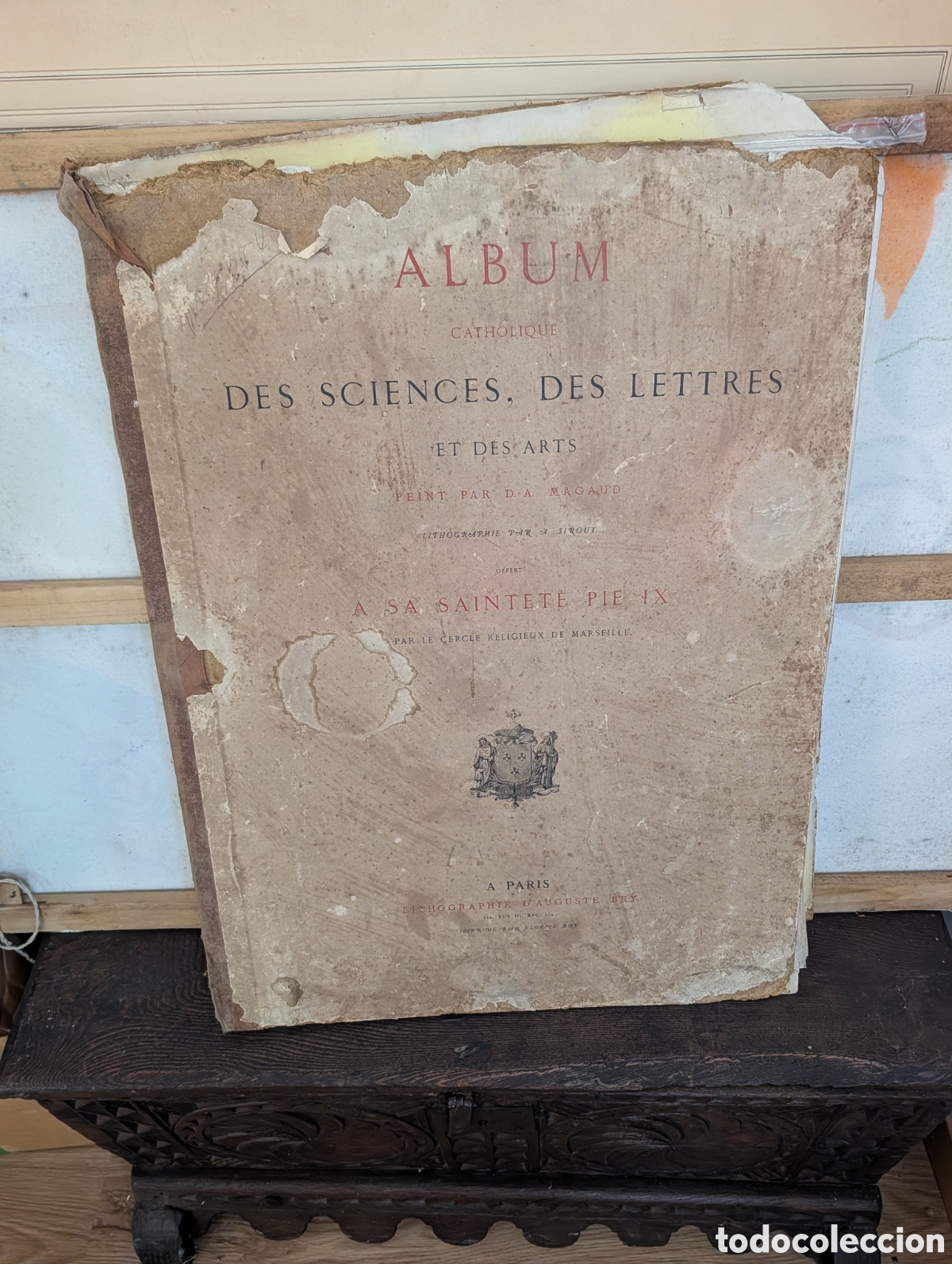 Arte: LIVRE 1868 ALBUM CATHOLIQUE PIE IX MAGAUD 61x45 CM / GRAN LIBRO LITOGRAF&Iacute;AS MARSEILLE PARIS BRY