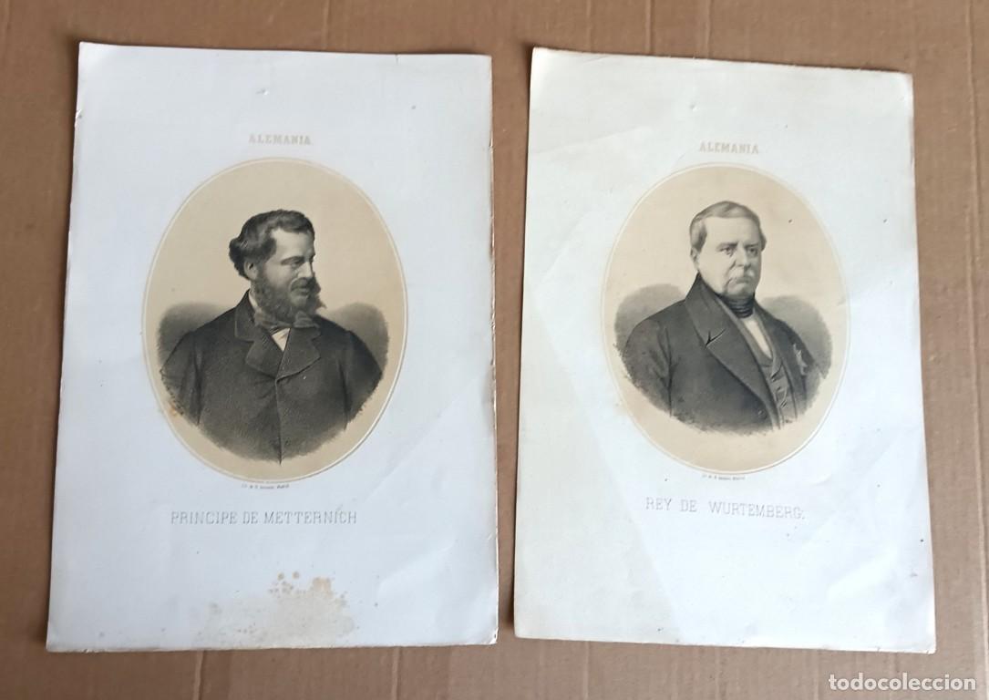 Arte: 2 litograf&iacute;a Alemania Rey de Wurtemberg Pr&iacute;ncipe de Metternich Lit. de N. Gonz&aacute;lez &ndash; Madrid +/- 1870