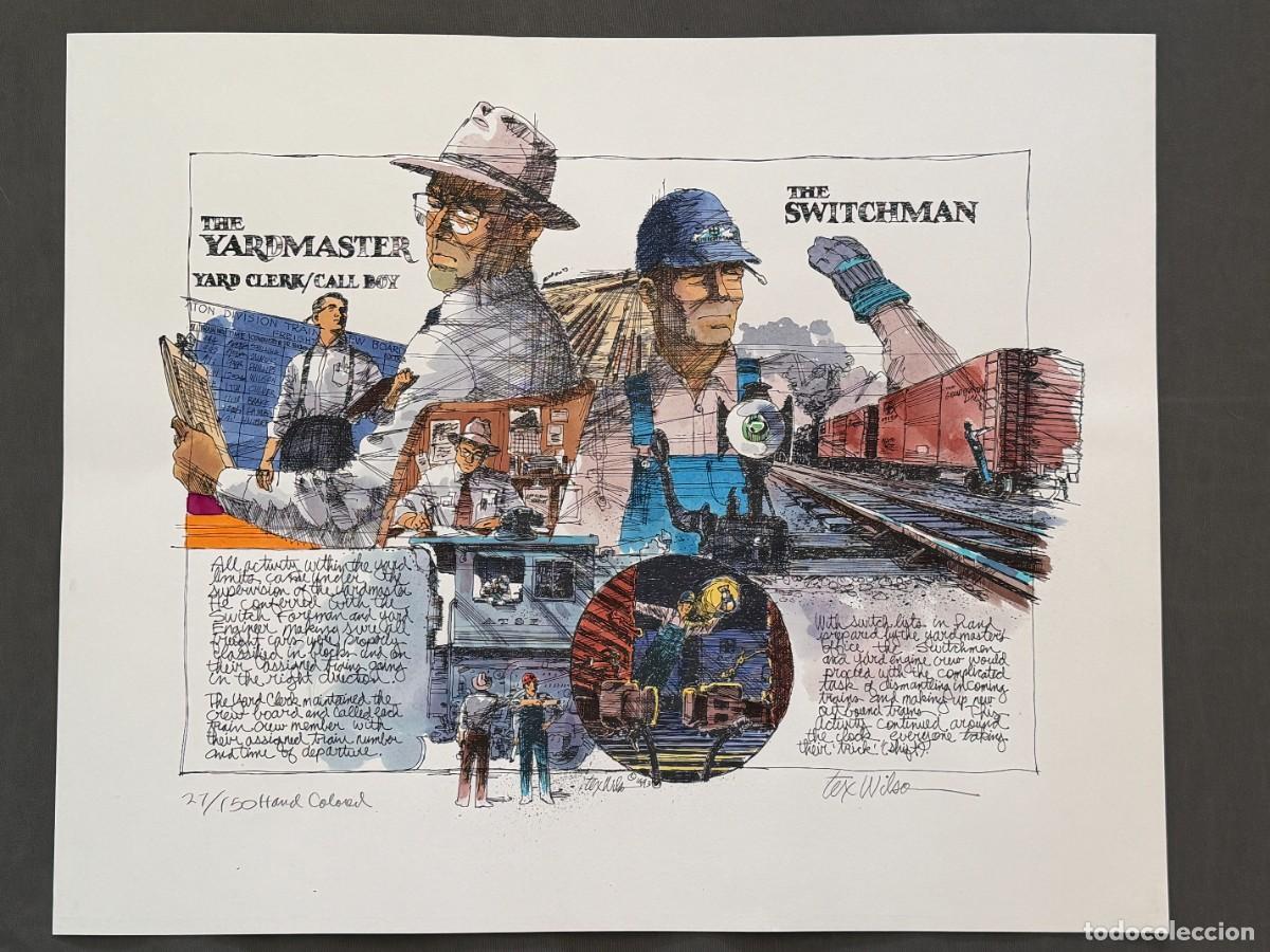 Arte: Tex n&acute;Ausma Wilson , Slaton Harvey House , tren , lote de 6 litografias firmadas , locomotora