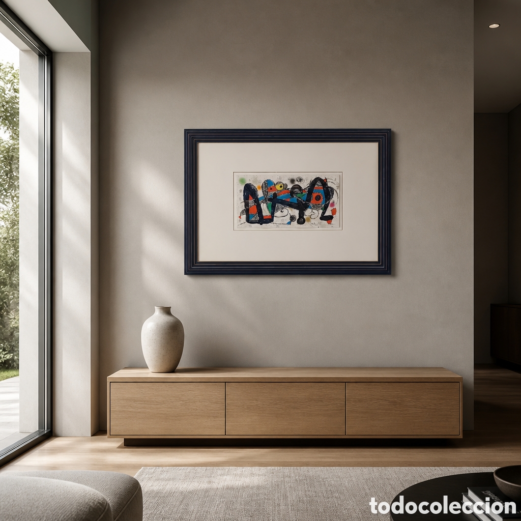 Arte: JOAN MIR&Oacute; . LITOGRAFIA FIRMADA EN PLANCHA SOBRE PAPEL GUARRO. OBRA 39,5 &times; 19,5 cm