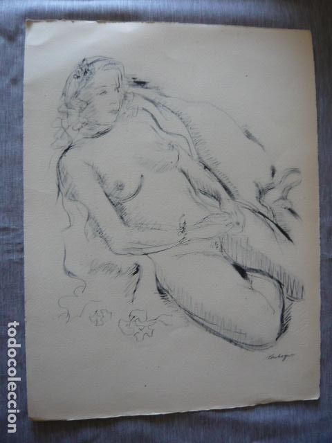 Arte: MUJER DESNUDA LITOGRAFIA DE LOUIS TOUCHAGUES 25 X 33 CM