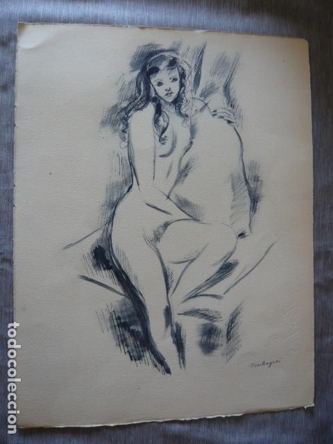 Arte: MUJER DESNUDA LITOGRAFIA DE LOUIS TOUCHAGUES 25 X 33 CM
