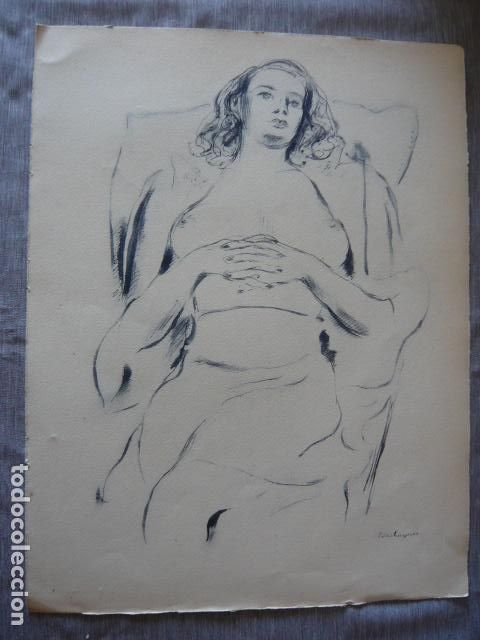 Arte: MUJER DESNUDA LITOGRAFIA DE LOUIS TOUCHAGUES 25 X 33 CM