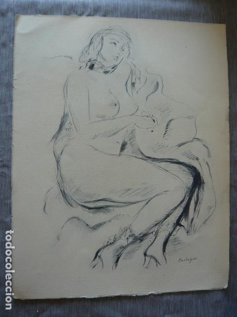 Arte: MUJER DESNUDA LITOGRAFIA DE LOUIS TOUCHAGUES 25 X 33 CM