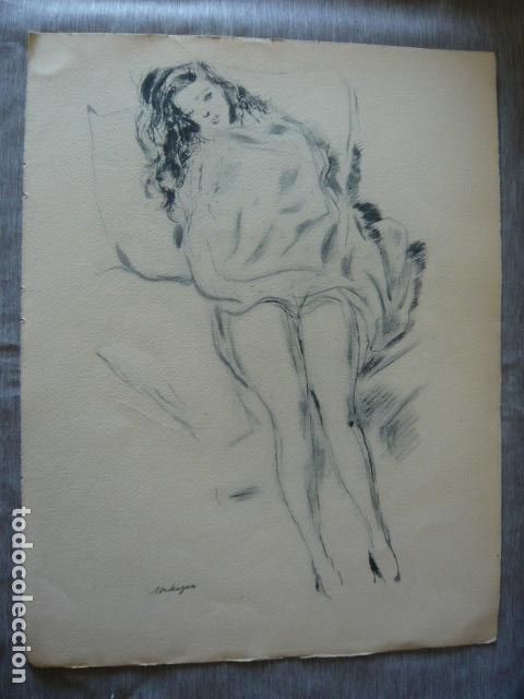 Arte: MUJER DESNUDA LITOGRAFIA DE LOUIS TOUCHAGUES 25 X 33 CM