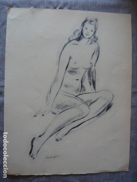 Arte: MUJER DESNUDA LITOGRAFIA DE LOUIS TOUCHAGUES 25 X 33 CM