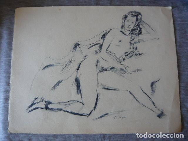 Arte: MUJER DESNUDA LITOGRAFIA DE LOUIS TOUCHAGUES 25 X 33 CM