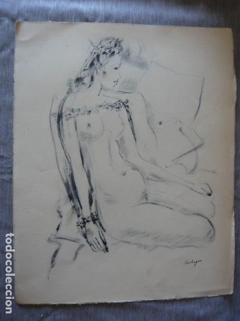 Arte: MUJER DESNUDA LITOGRAFIA DE LOUIS TOUCHAGUES 25 X 33 CM