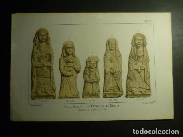 Arte: CERRO DE LOS SANTOS MONTEALEGRE ALBACETE ESCULTURA IBERICA ANTIGUA LITOGRAFIA 30 X 20