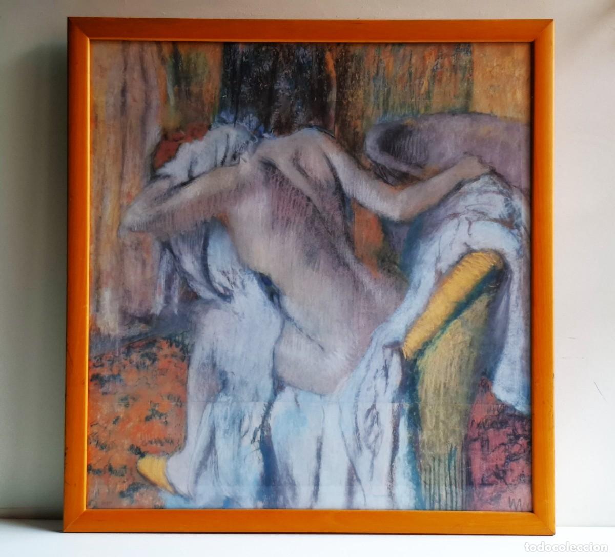 Art: LITOGRAFIA - DESPUES DEL BA&Ntilde;O - MUJER SECANDOSE - 52X55.CM CON CRISTAL
