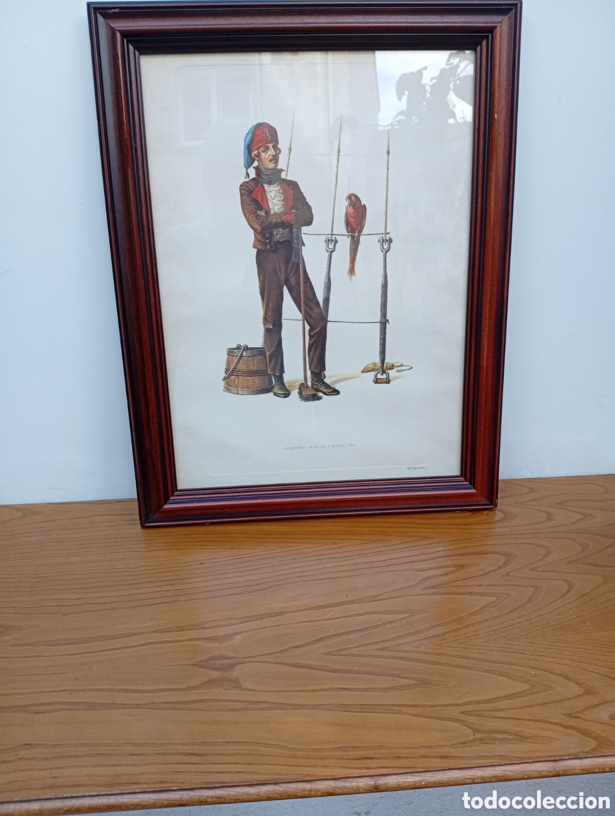 Kunst: LITOGRAFIA DEJOSE LUIS ROMAN INDUMENTARIA MILITAR NAVAL DE 1805