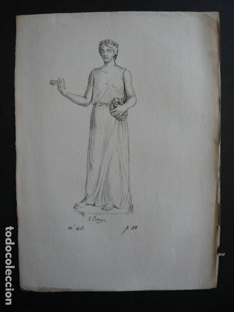 Arte: DIOSA FLORA LITOGRAFIA HACIA 1850 F. PONZOA 14,5 X 22 CMTS