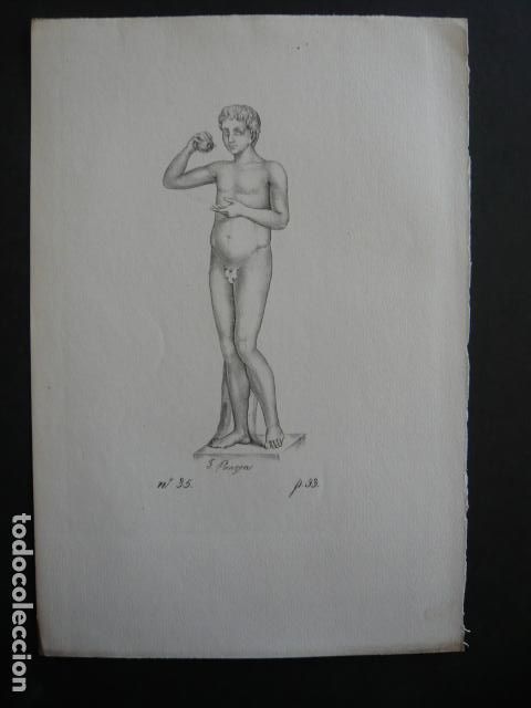 Arte: DIVINIDAD GRECOLATINA LITOGRAFIA HACIA 1850 F. PONZOA 14,5 X 22 CMTS