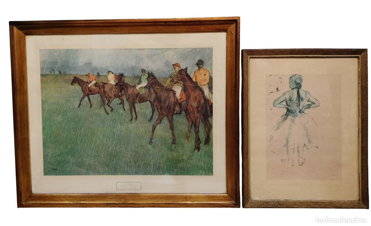 Arte: JINETES BAJO LA LLUVIA Y BAILARINA. LITOGRAF&Iacute;AS A PARTIR DE DEGAS. PALLAS GALLERY, INGLATERRA. XX