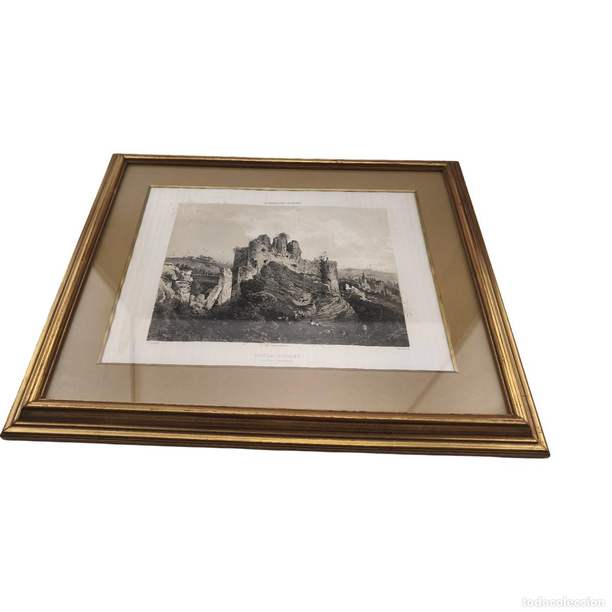 Arte: Litograf&iacute;a de &Eacute;poca (c. 1852-1855) &rdquo;Ch&acirc;teau d'Arques&rdquo; - La Normandie Illustr&eacute;e - Eug&egrave;ne Ciceri / F&eacute;l
