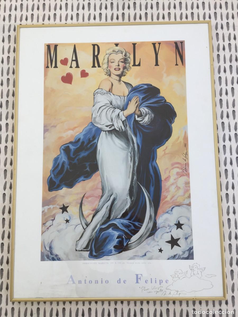 Arte: ANTONIO DE FELIPE / MARILYN MONROE -CROMOLITOGRAF&Iacute;A - FIRMADA DEDICADA Y CON OTRO DIBUJO ORIGINAL