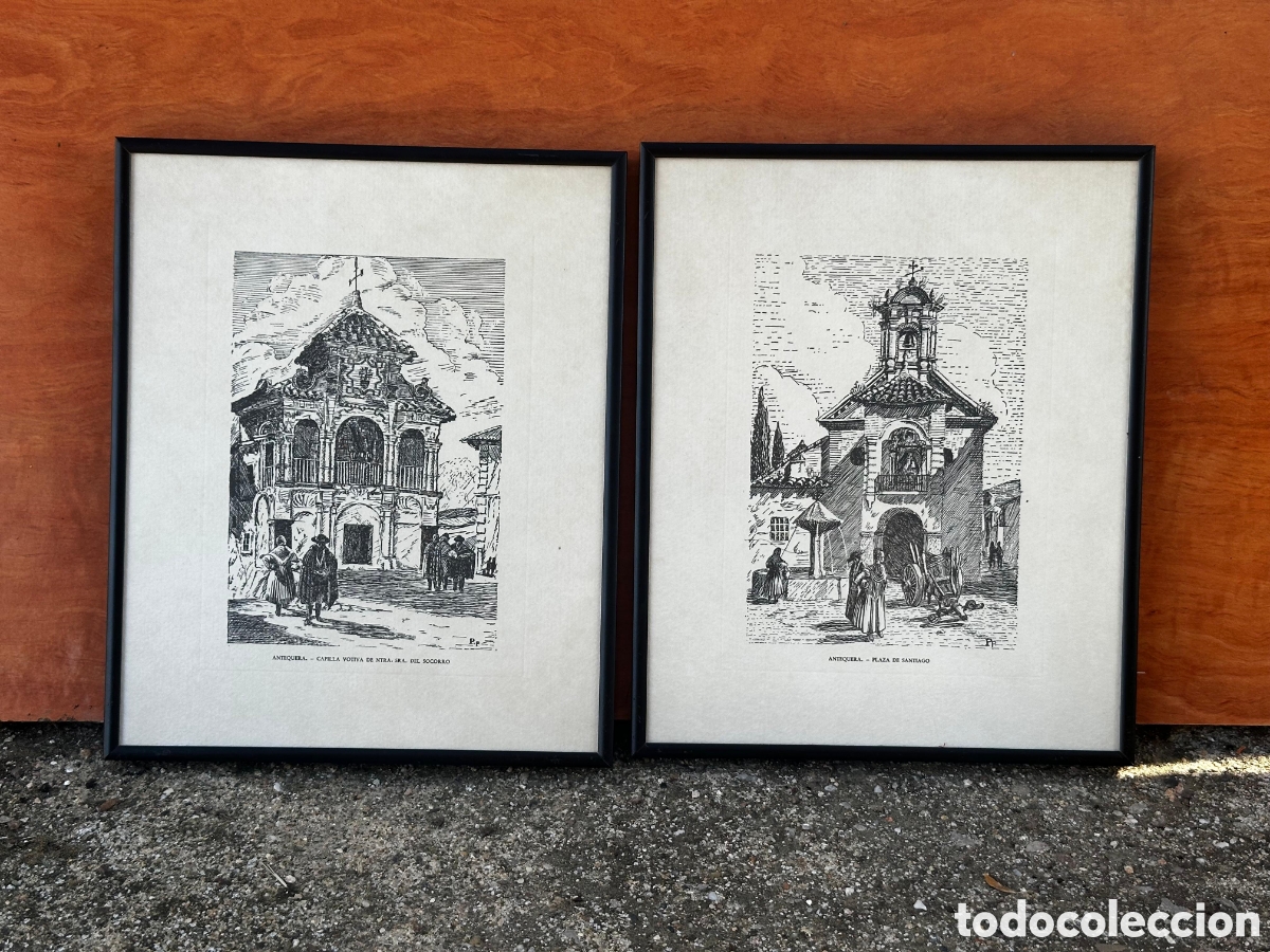 Arte: Lote 4 cuadros litograf&iacute;as Antequera