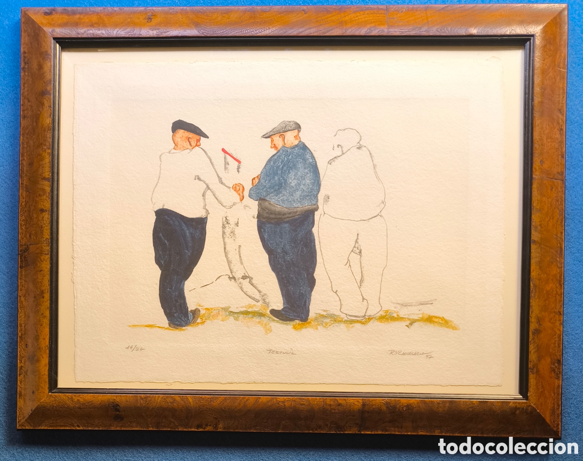 Arte: RODOLFO CANDELARIA OBRA LA TERT&Uacute;LIA ACUARELA FIRMADA A L&Aacute;PIZ TIRADA LIMITADA