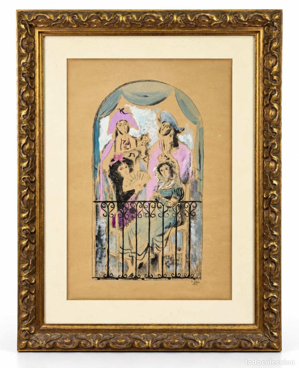 Art: LE BALC&Oacute;N - ANTONI CLAV&Eacute; (1913-2005)- LITOGRAF&Iacute;A Y GOUACHE - PAR&Iacute;S 1942